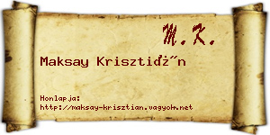 Maksay Krisztián névjegykártya